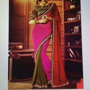 Beautiful three toned Chiffon sari (no blouse)
